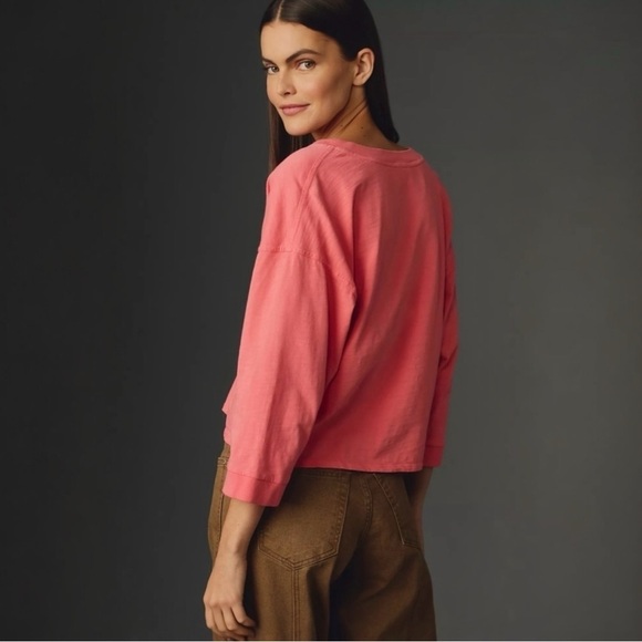 NWOT Nation Ltd Alix Oversized Henley Top in Babydoll Coral Size L - Picture 4 of 10